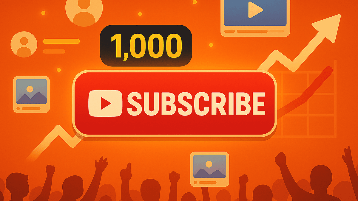 YouTube subscribe button with growth graph